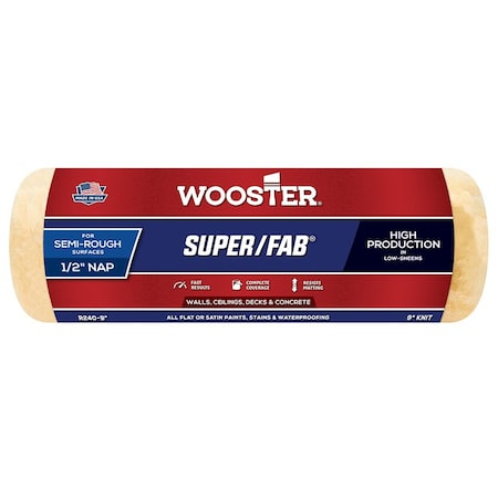 Wooster 9" Paint Roller Cover, 1/2" Nap Nap, Knit Fabric R240